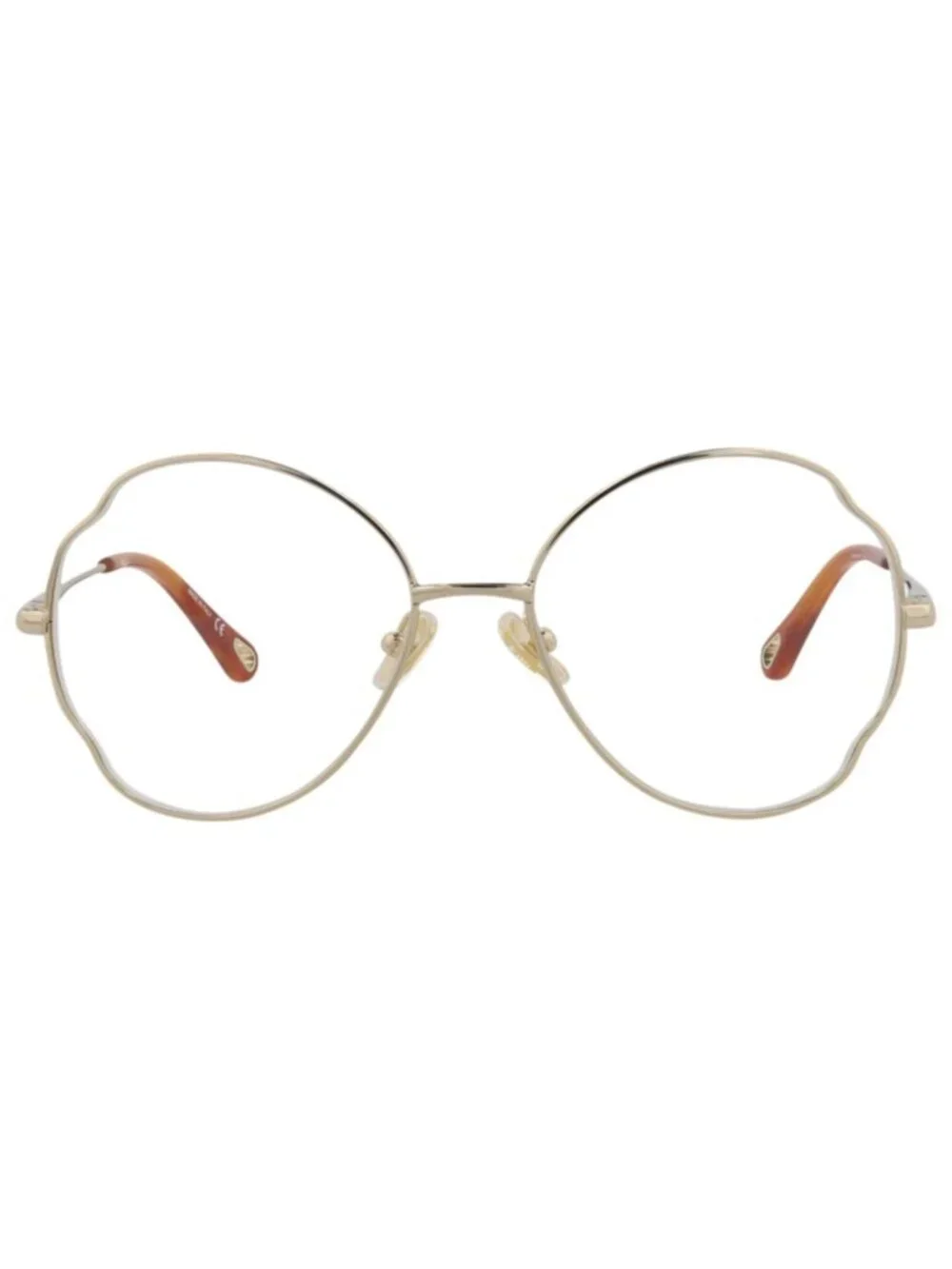 New Chloé Women's Eyeglasses Round Oval Metal Frame Gold Gold Transparent